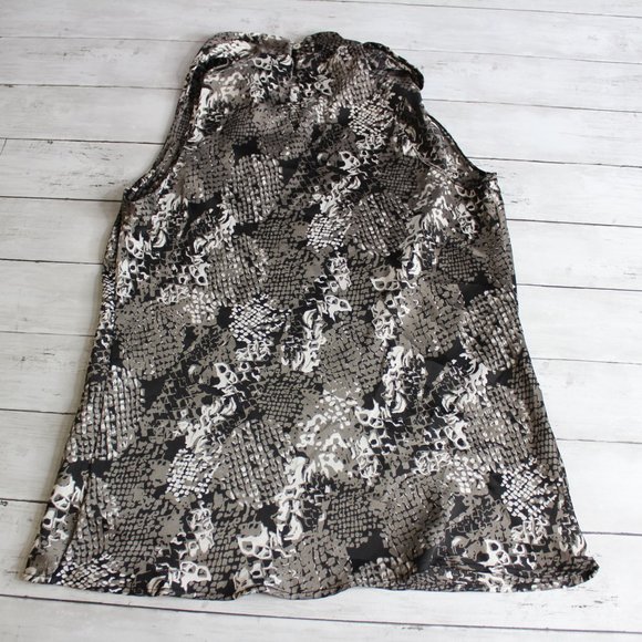 Adiva Anthropology Women's Sleeveless Silky Blouse Size L Black Gray - Picture 4 of 5